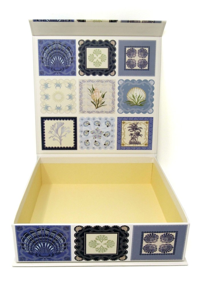 Punch Studio Keepsake Flip Top Nesting Box Blue Seashells 28258 Medium