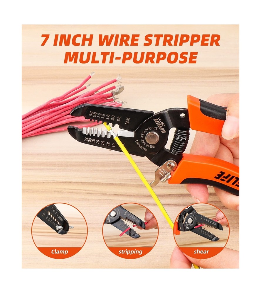 10-22 AWG Wire Stripper Cutter Wire Stripping Tool And Multi-Function Hand To...