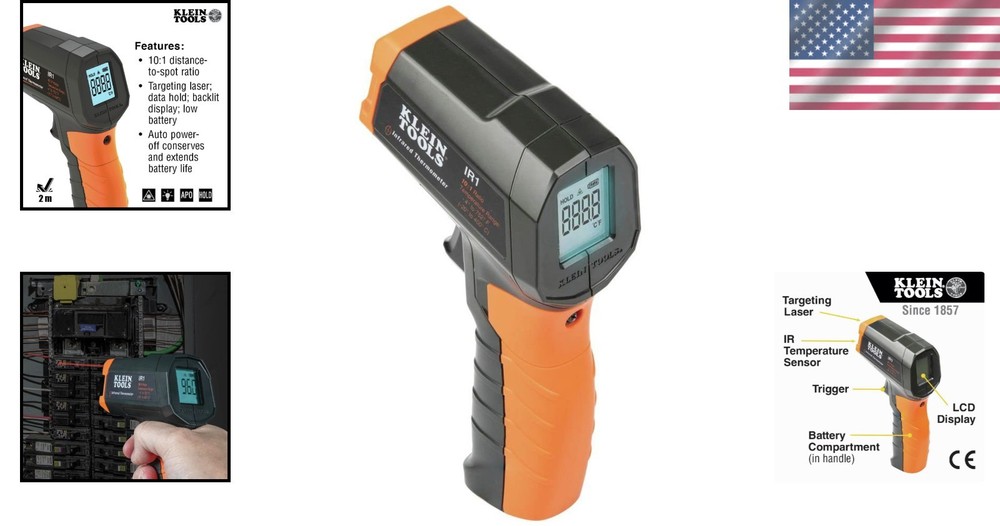 Laser Targeting Digital Thermometer with Durable Design - Covers Wide Temp Range