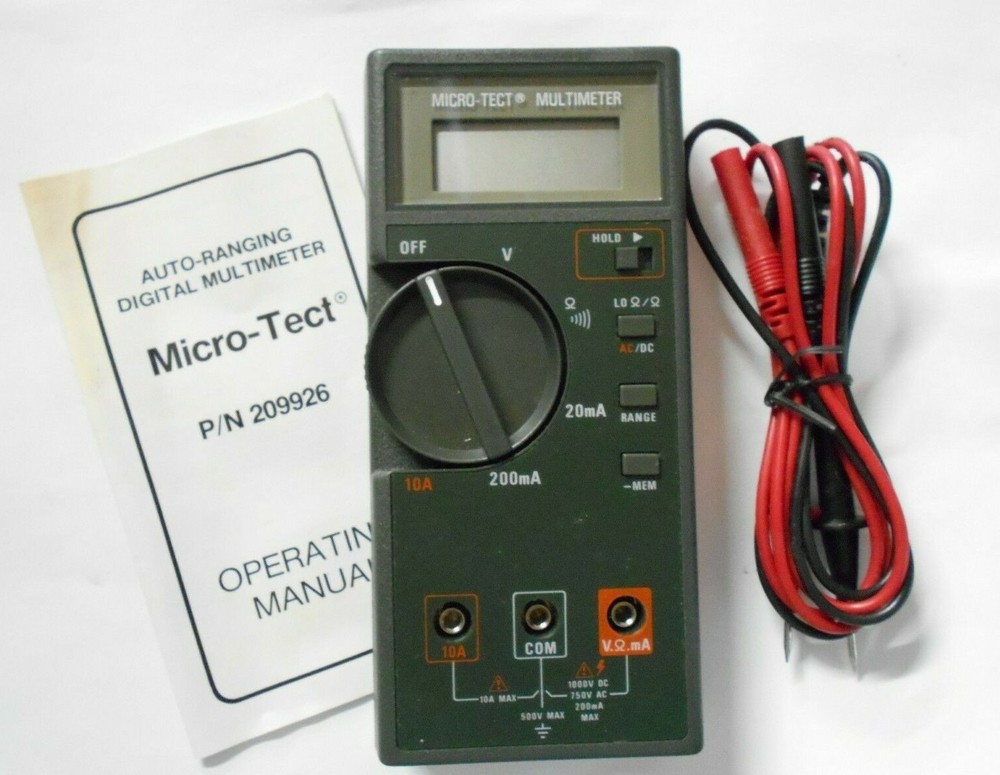 Micro-Tect Auto Ranging Digital Multimeter with Leads New Old Stock