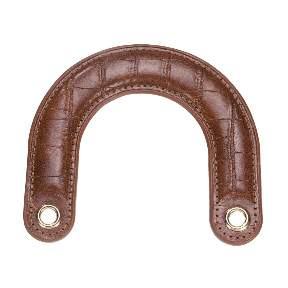 PU Leather Bag Handle, U-Shaped Handbag Handle with Iron Grommets, Dark Brown