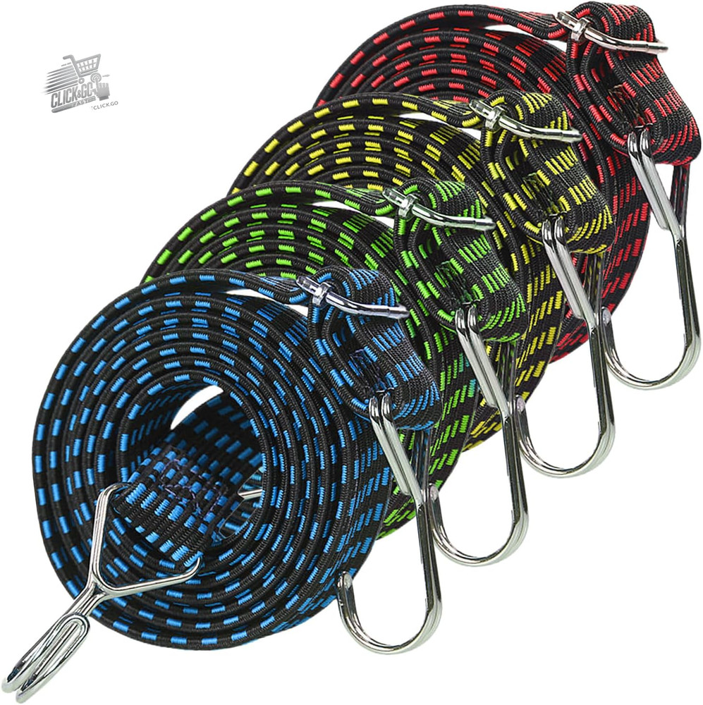 4 Pieces Elastic Ropes With Hook, 1M Elastic With Adjustable Hooks, Elas Rope