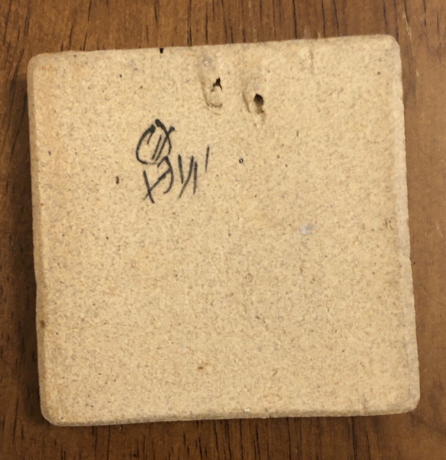 Glazed Pottery Ceramic Small Tile Lizard Reptile Signed Mex 2.5 In