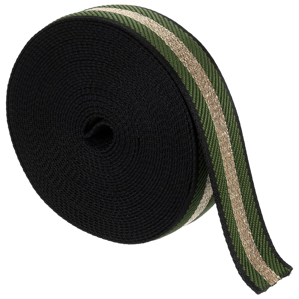 10Yards Nylon Webbing Strap, 38mm Striped Webbing Bag Strap, Dark Green