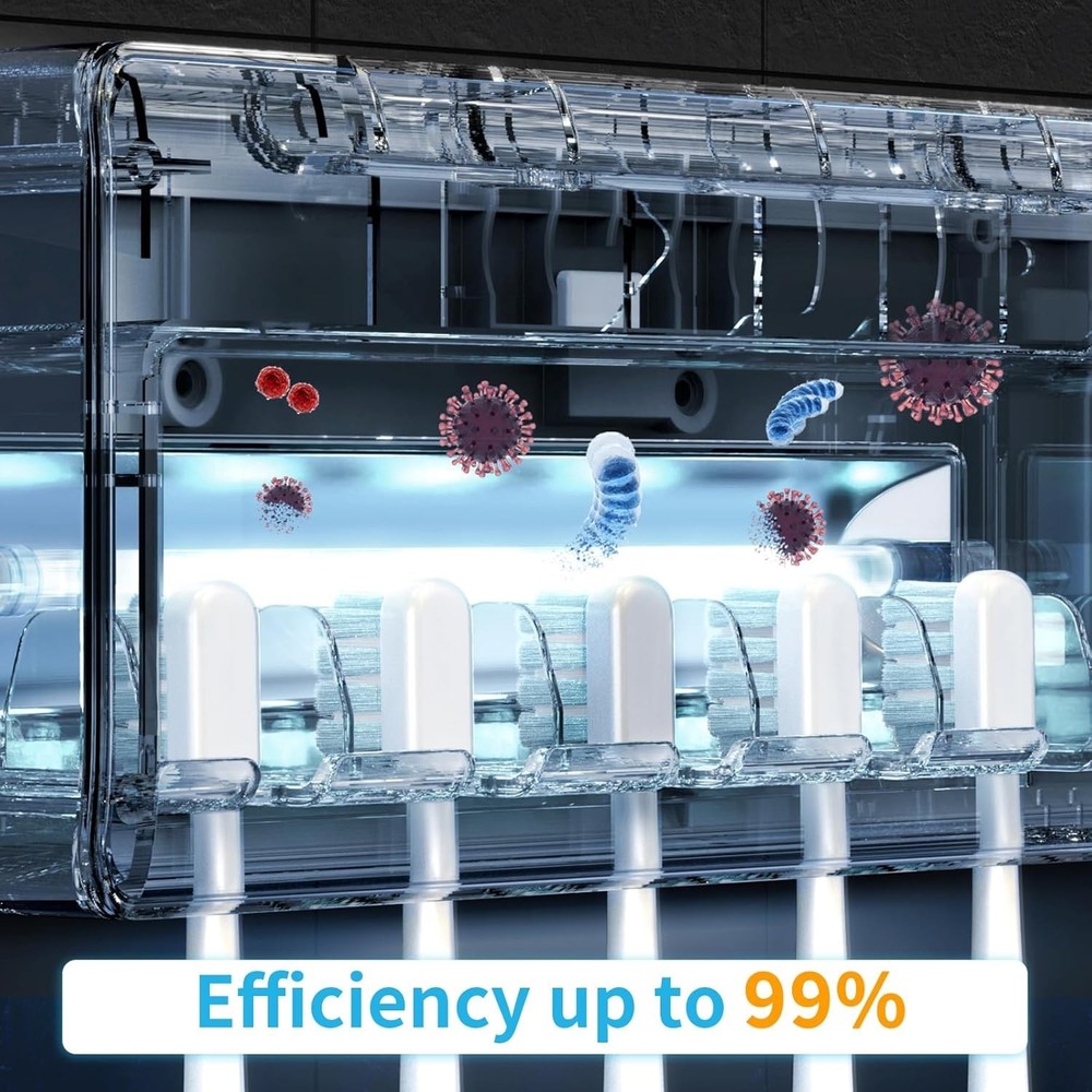 Toothbrush Holder, Timer Function, 2000mAh Rechargeable Cordless Wall-Mounted...