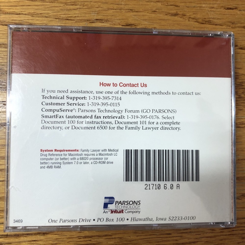 Quicken Family Lawyer Disc / Macintosh Computer Software