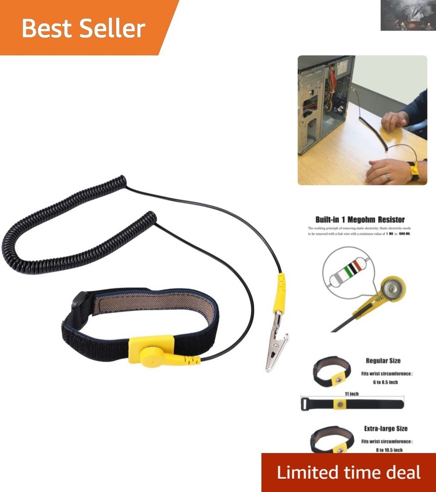 Durable Anti-Static Wrist Strap: 9.8ft Cable, Adjustable Fit for Professionals