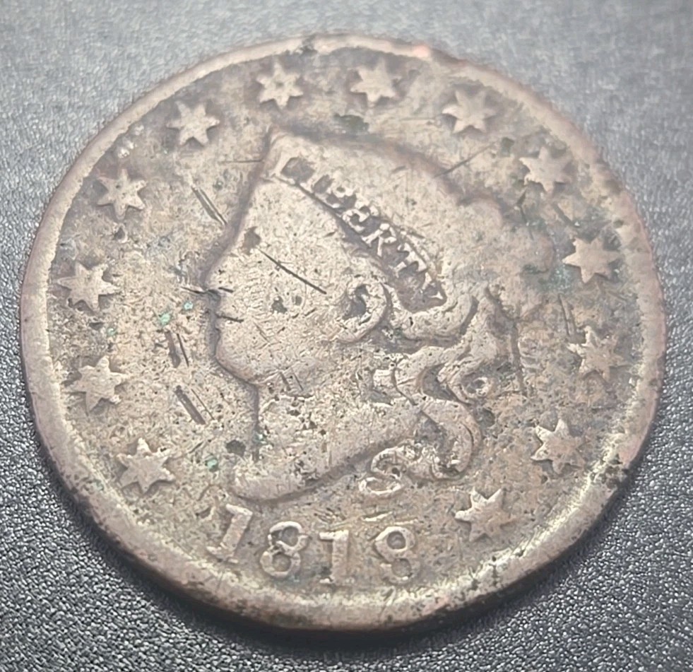 1818 US CORONET HEAD LARGE CENT