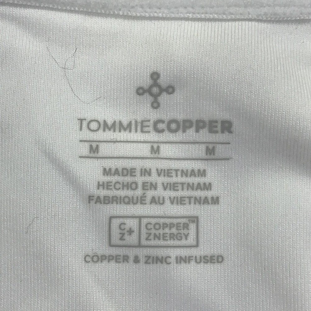 Tommie Copper Mens Medium Compression Shirt White Lower Back Support Zip Top