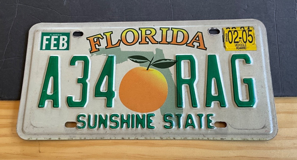 2005 Florida License Plate Tag A34 RAG
