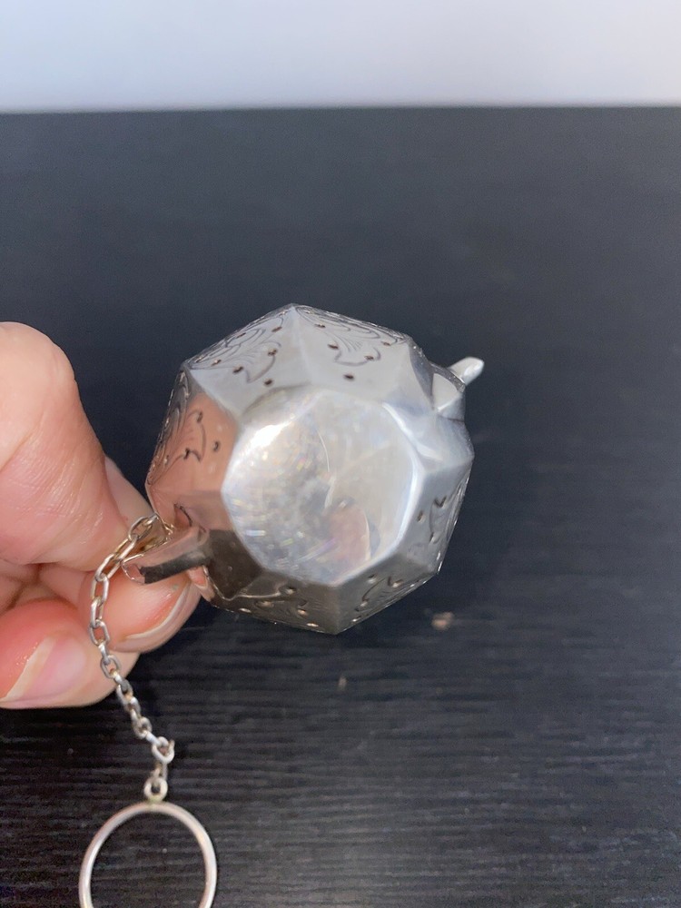 Antique Sterling Silver Tea Pot Kettle Tea Strainer