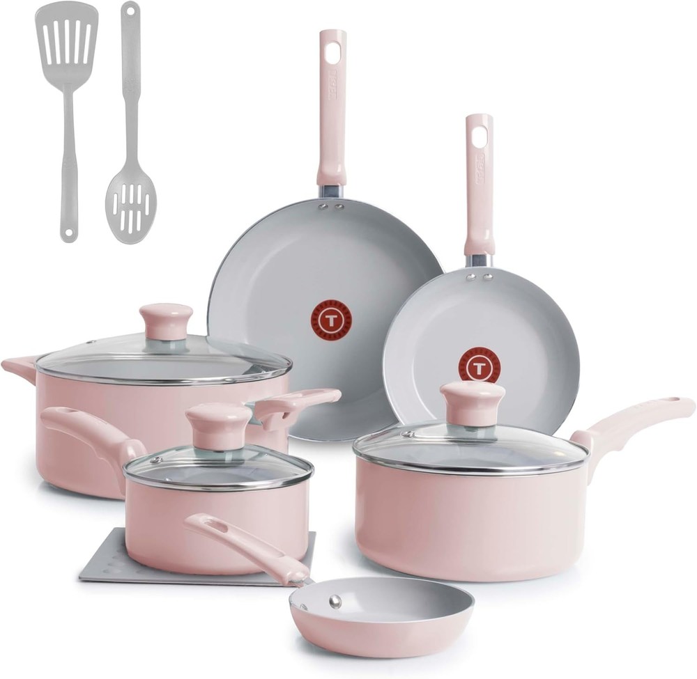 T-Fal Refresh Ceramic Nonstick Cookware Set, 12-Piece Ceramic Pots