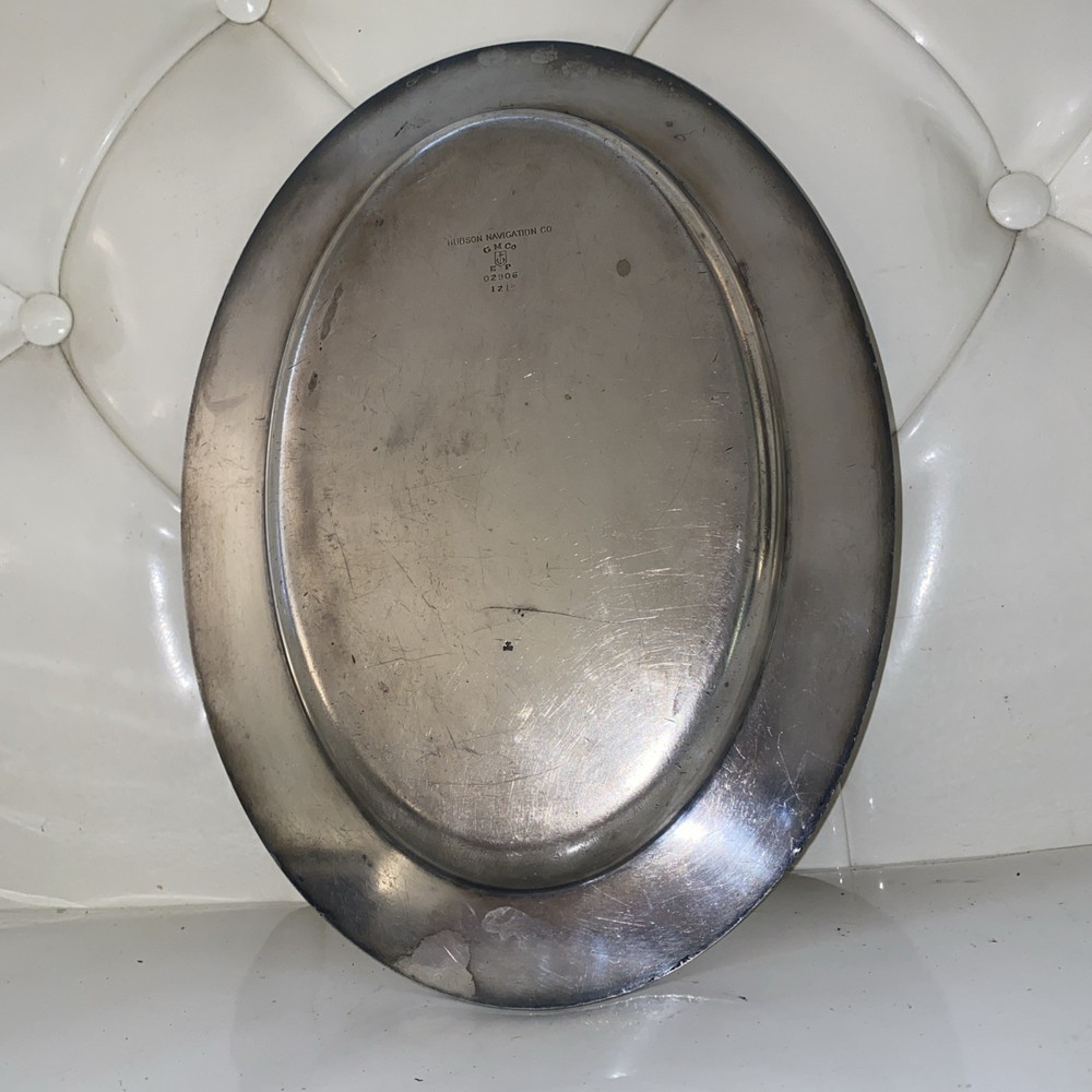 HUDSON NAVIGATION CO c1910 Ship Serving Tray Platter Silver RARE!!
