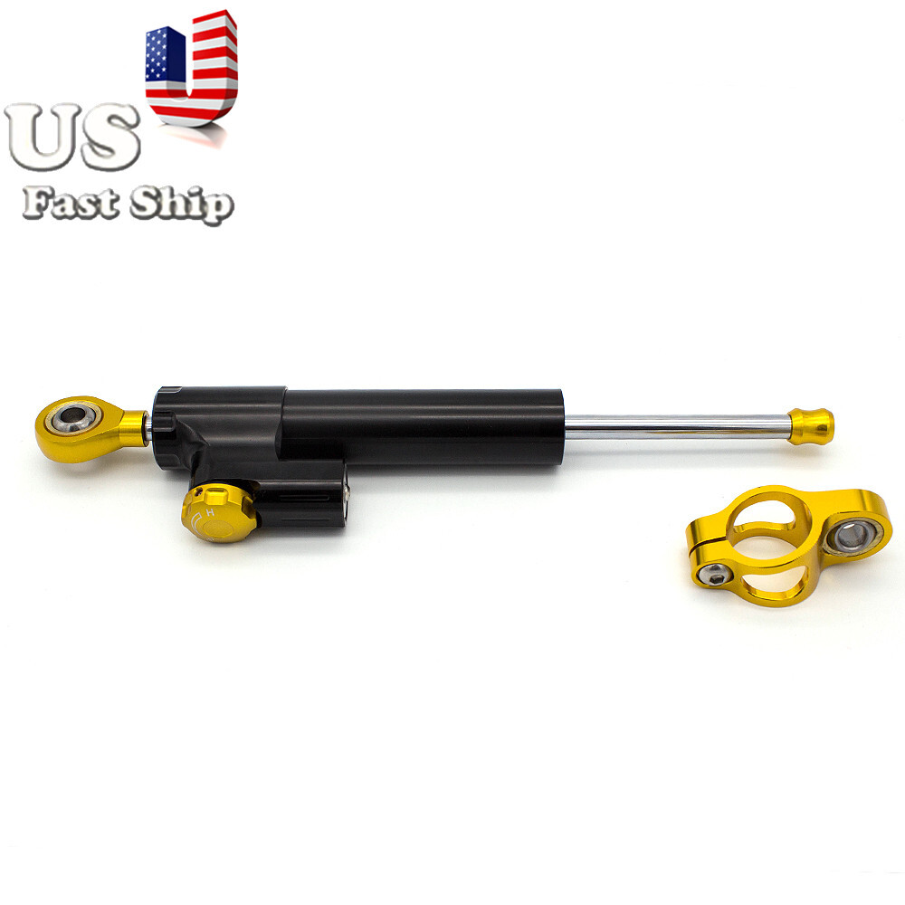 Black&Gold Motorcycle Universal Steering Damper Stabilizer Linear Control Safety