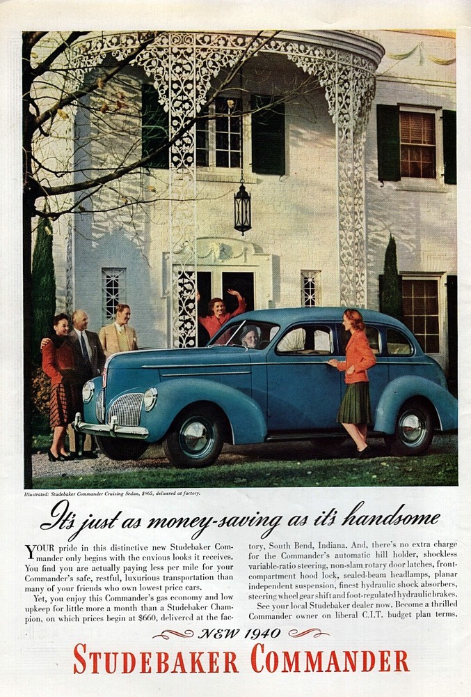 1940 Studebaker Commander Sedan Original Color Print Ad