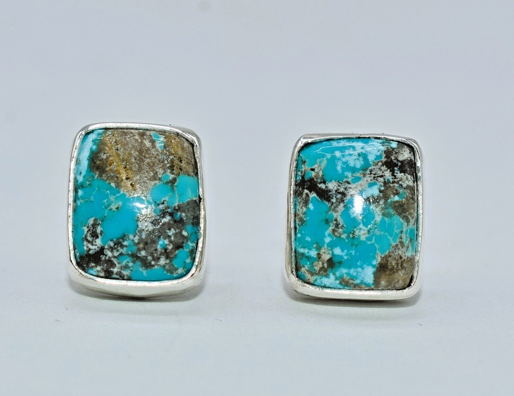 Campo Frio Turquoise Sterling Silver Rectangular Earrings by Ryan Schoolfield