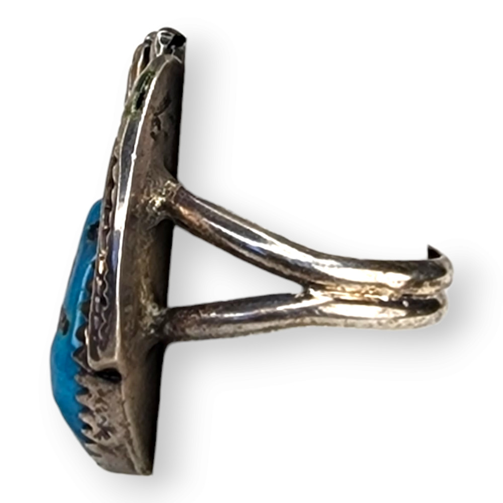 Vintage Sisteks Sterling Silver Blue Turquoise Ring Size 5