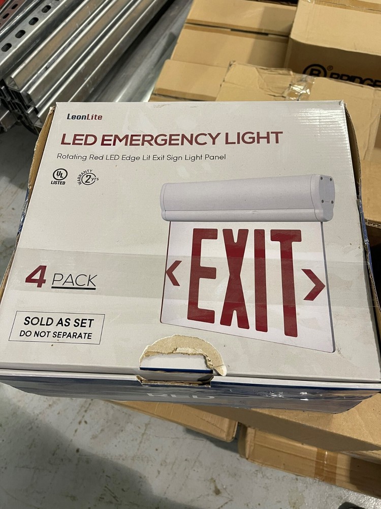 LEONLITE Red LED Edge Lit Exit Signs UL 924, Emergency Exit Lights - 2 Pack