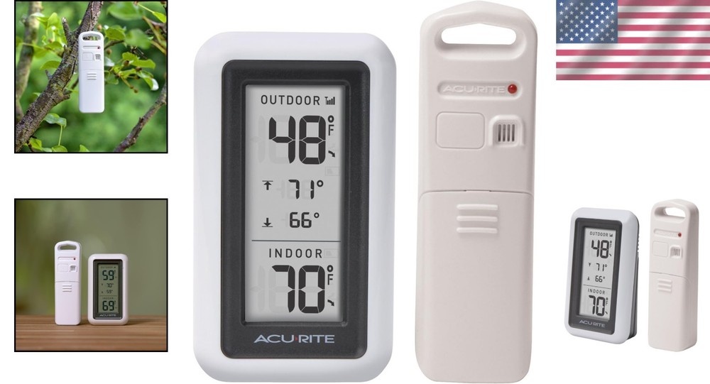Digital Thermometer with Indoor Outdoor Temperature, White
