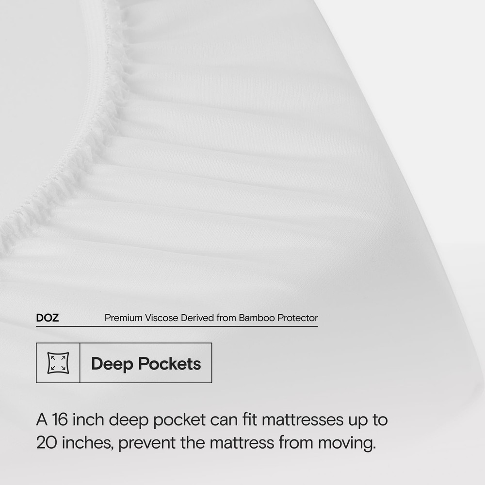 DOZ Mattress Protector, 100% Viscose Derived from Bamboo Surface, 3D Air Fabr...