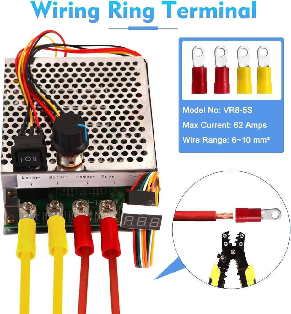 High-Efficiency PWM DC Motor Controller with Adjustable Potentiometer & Switch