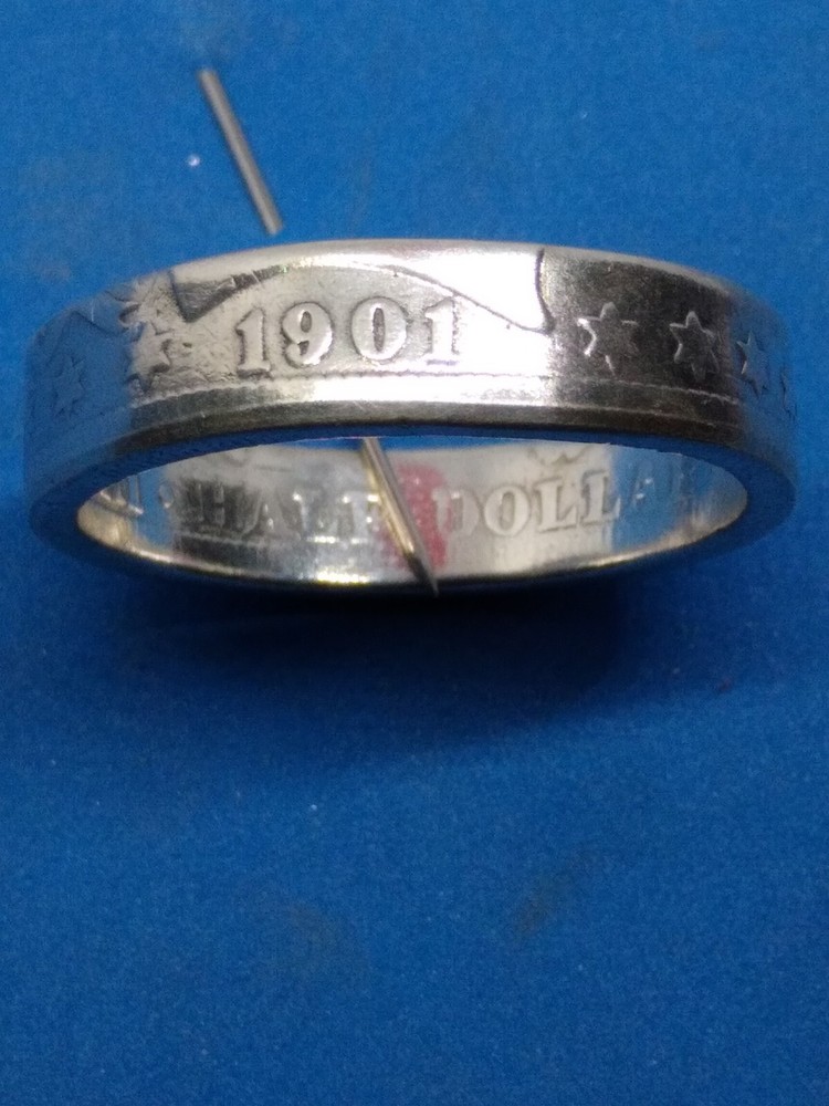 1901 BARBER HALF DOLLAR COIN RING (.900 silver)