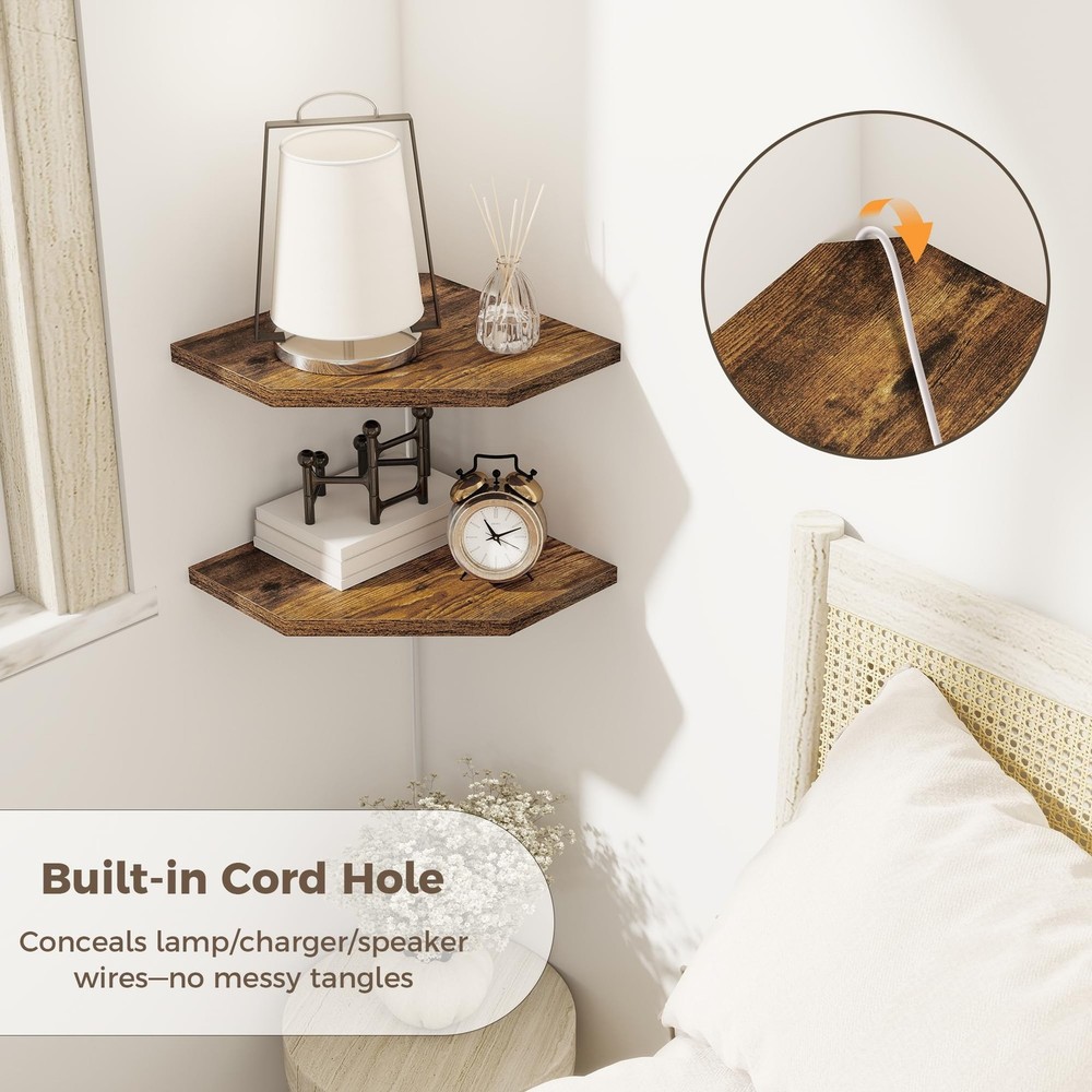 Corner Shelves 4-Pack for Bathroom & Kitchen, Space-Saving Floating Corner Wa...
