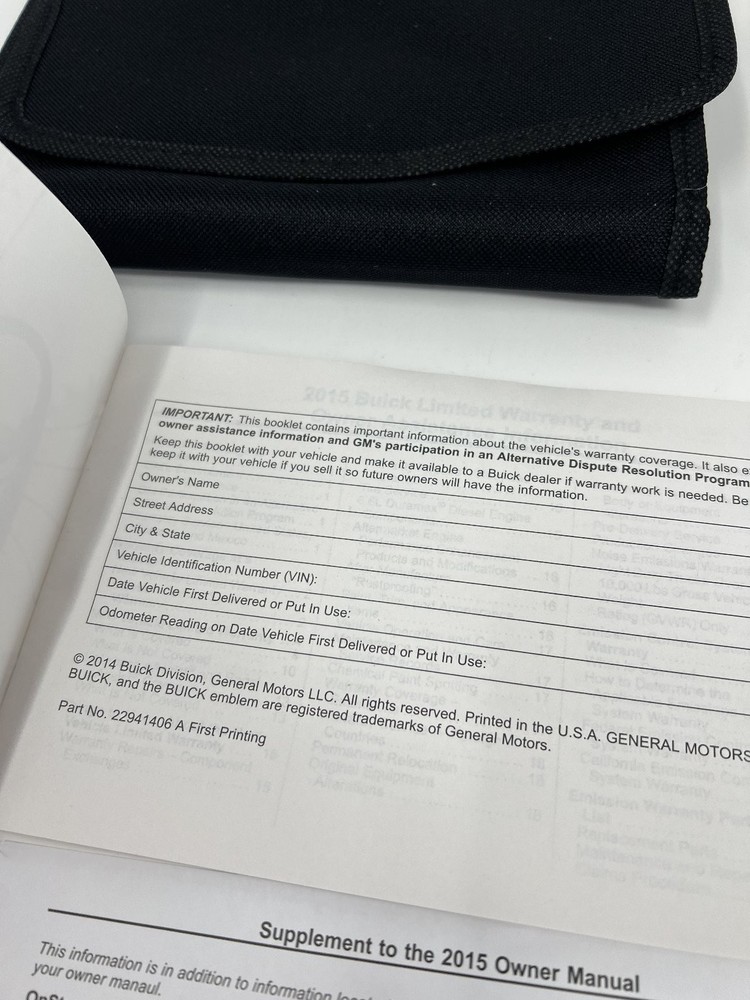 2015 Buick LaCrosse Owners Manual OEM Complete Set