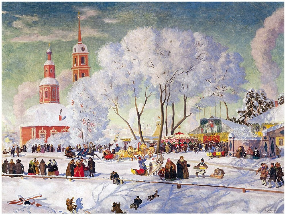 Church Holiday People B. Kustodiev Tile Mural Kitchen Backsplash Marble Ceramic