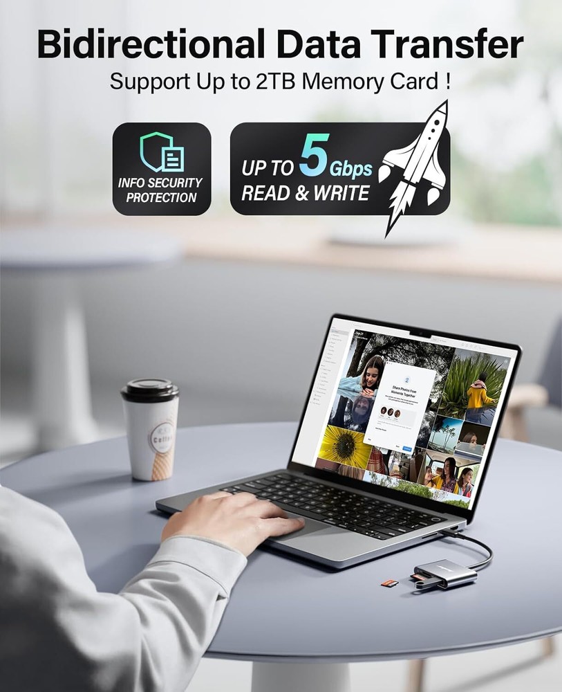 Hicober USB C to SD Micro SD Memory Card Reader (OPEN BOX)