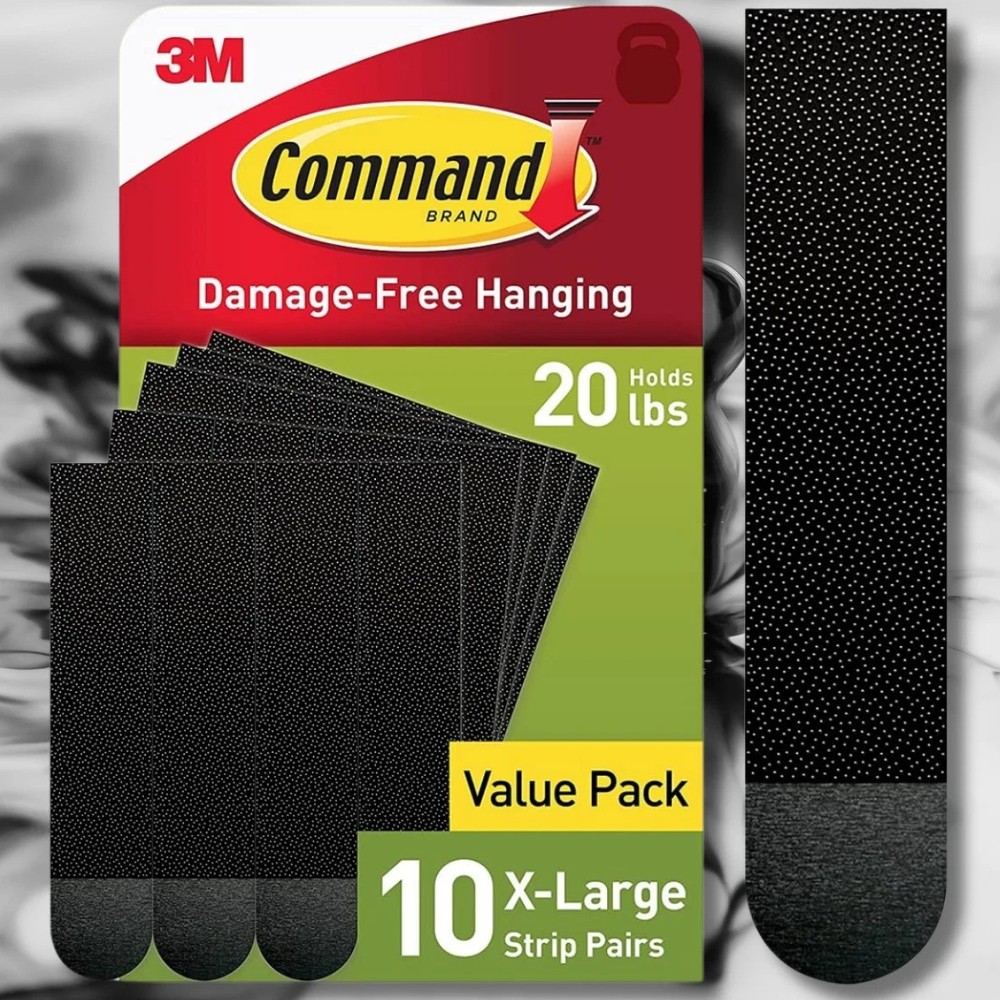 Command 20 lb X-Large Picture Hanging Strips, 10 Pairs Black Command Strips Heav