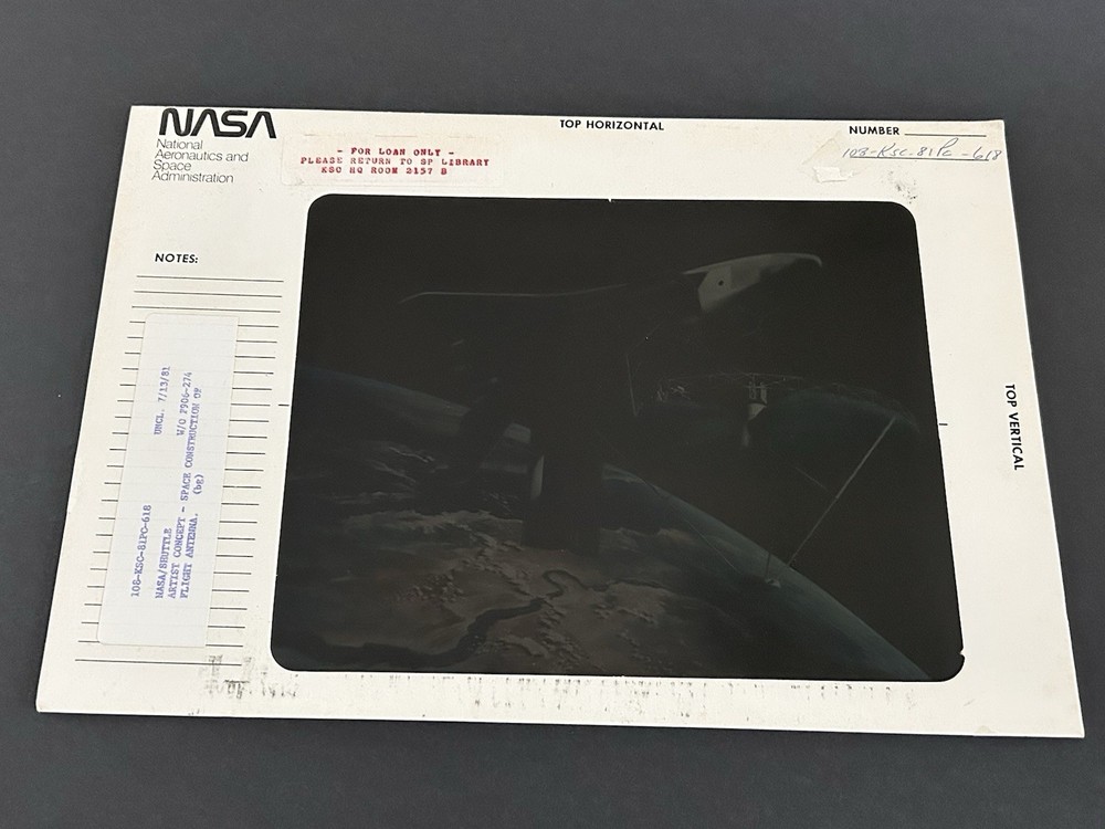 1981 NASA KSC Space Shuttle Orbiter Flight Antenna Presentation Transparency-618