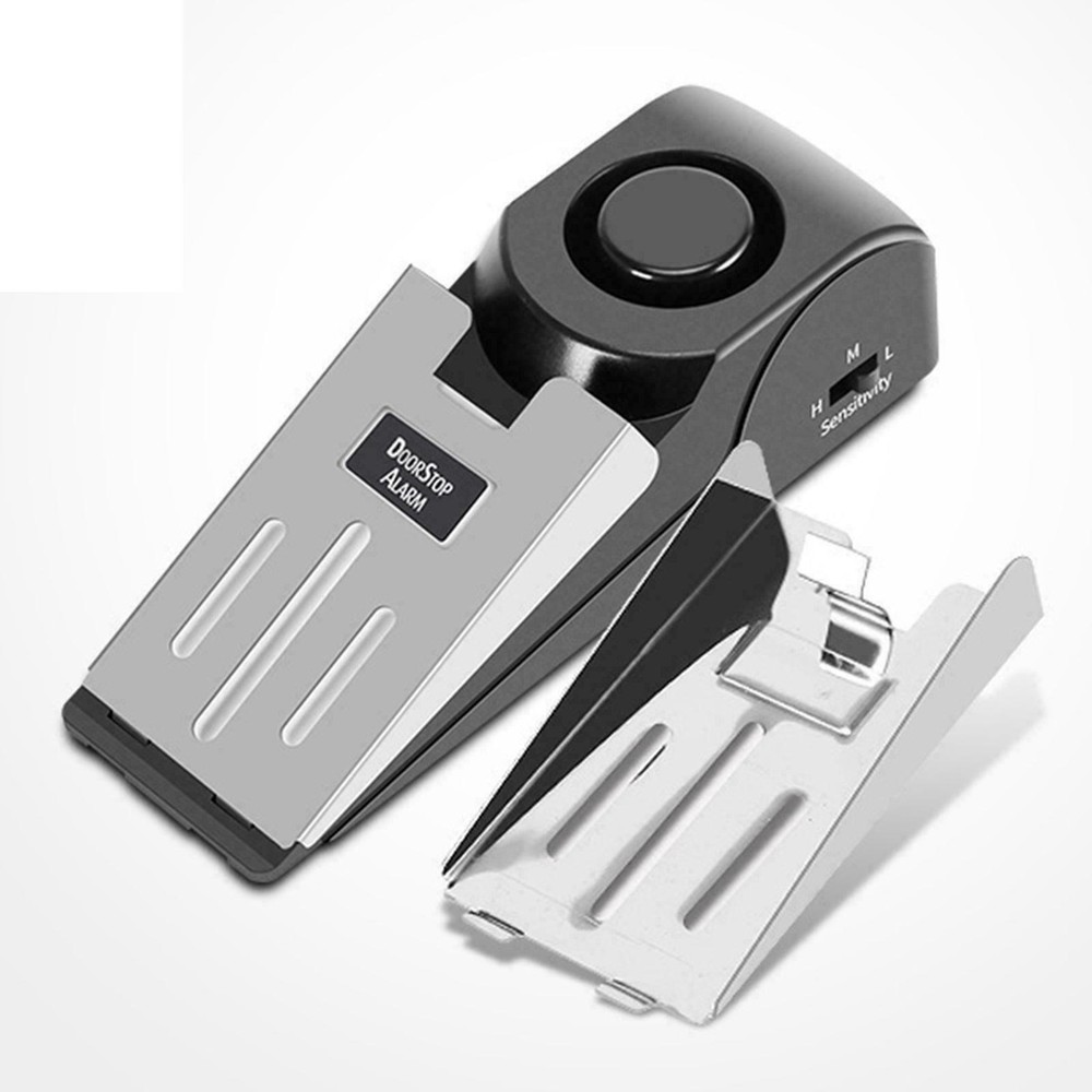 Wireless Door Stop Blocking Alarm Vibration Triggered Alert Security System