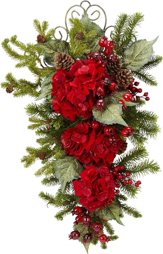 27In. Christmas Hydrangea Teardrop