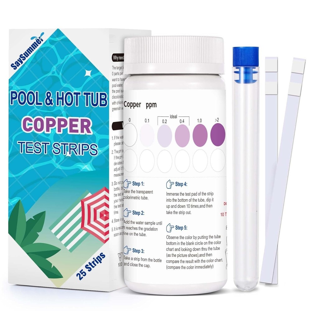 Pool Copper Strips 25 Count Pool Water Testing Kit 0-2 ppm