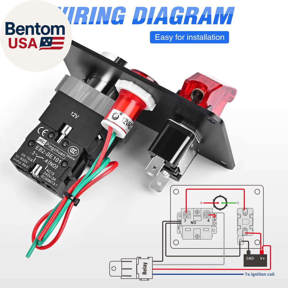 Ignition Switch Panel 12V 2 in 1 Rocker with Engine Push Button Toggle Switches