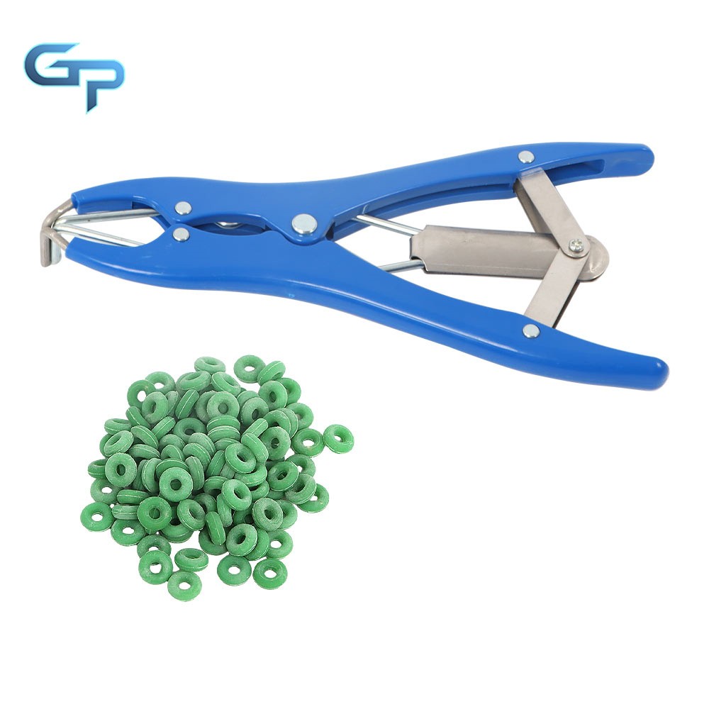 Elastrator Castration Plier W/ 100 Rubber Rings Applicator Castrator Ring Green