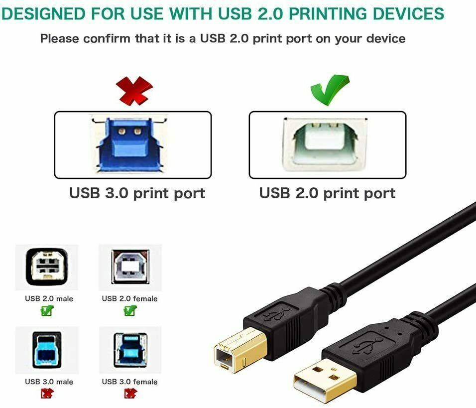 6ft USB 2.0 Printer Cable Cord For Akai Professional Fire PerFormance Controller