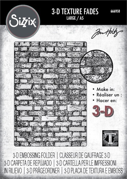 Sizzix 3D Texture Fades A5 Embossing Folder By Tim Holtz-Brickwork