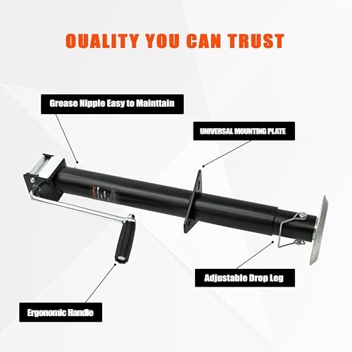 5000 lbs A-Frame Trailer Jack – Side Wind Jack with 15" Vertical Travel,