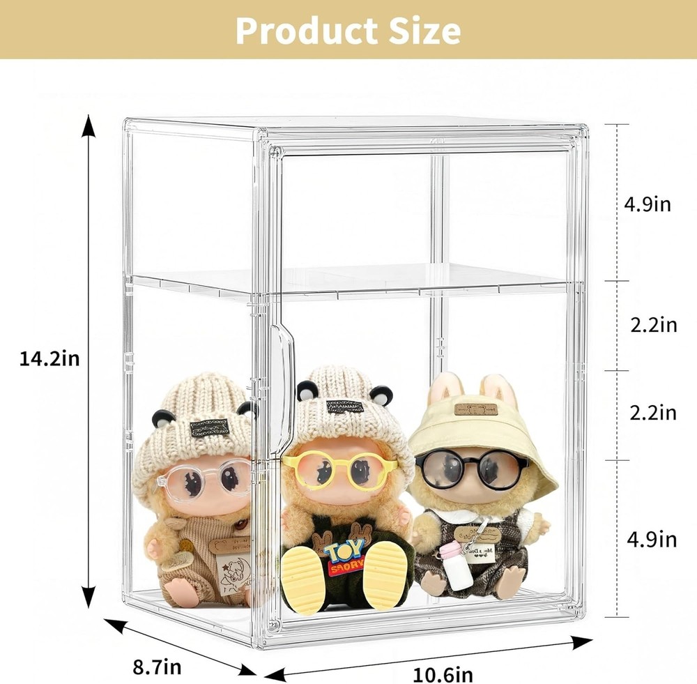 Acrylic Display Case for Collectibles, Adjustable 3-Layer Clear Storage Bin
