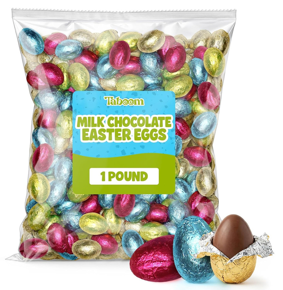 Milk Chocolate Easter Eggs Candy - Foil Wrapped Chocolate Candy Eggs for Easter
