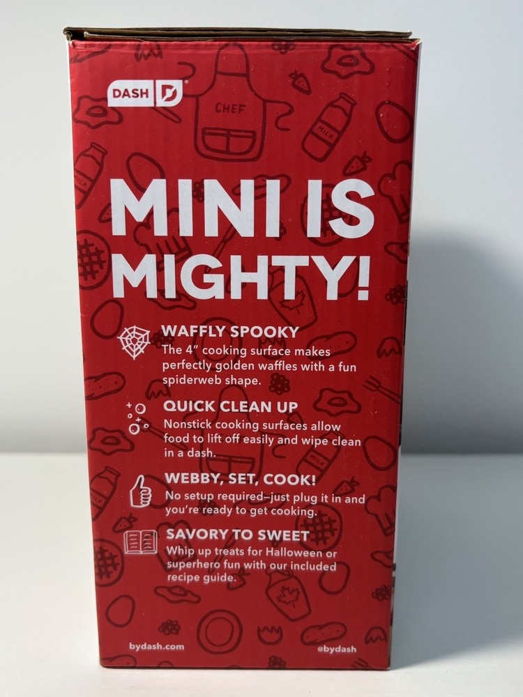 NIB Non Stick DASH Spiderweb Halloween Mini Waffle Maker Spiderman