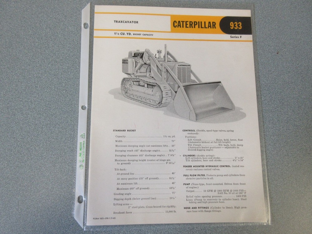 Caterpillar 933 Crawler Loader Brochure 1962