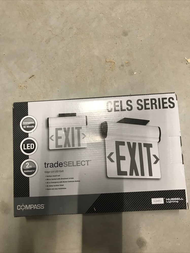 COMPASS CELS2RN Edge-Lit LED Emergency Exit, Surface Mt, Double Face, Red