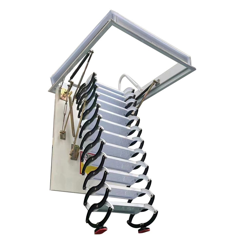70*100 cm Attic Pull-down Folding Stairs Retractable Stairs Max 9.84ft/3m