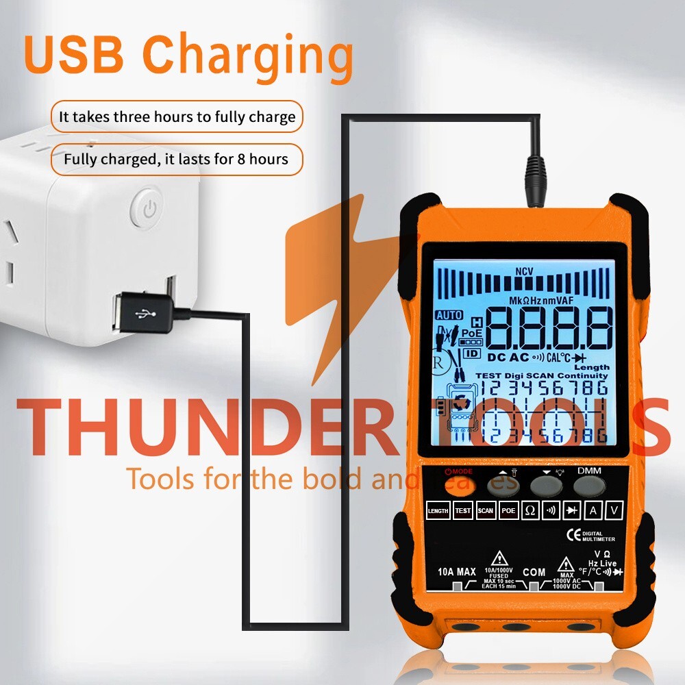 Thunder Tools 500M Handheld Portable Cable Tester with LCD Display Analogs