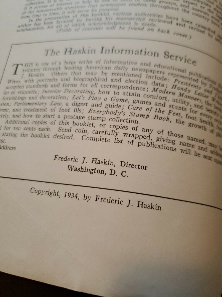 Everybody's Coin Book Frederic J. Haskin 1934 Magic Tricks