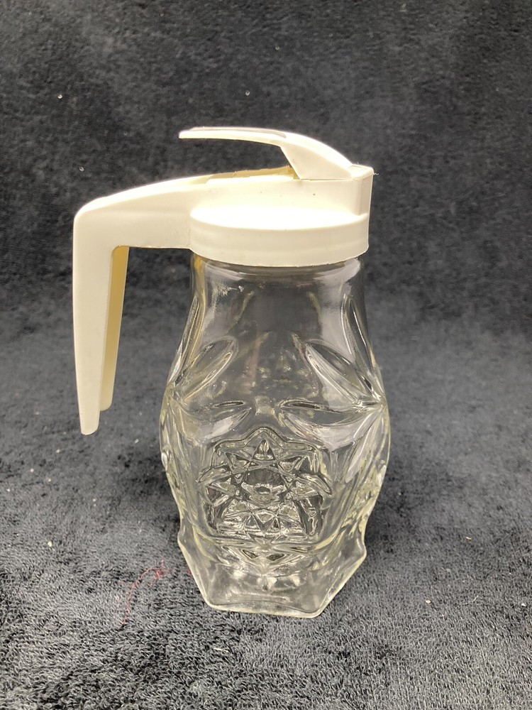 Anchor hocking Press cut clear syrup pitcher