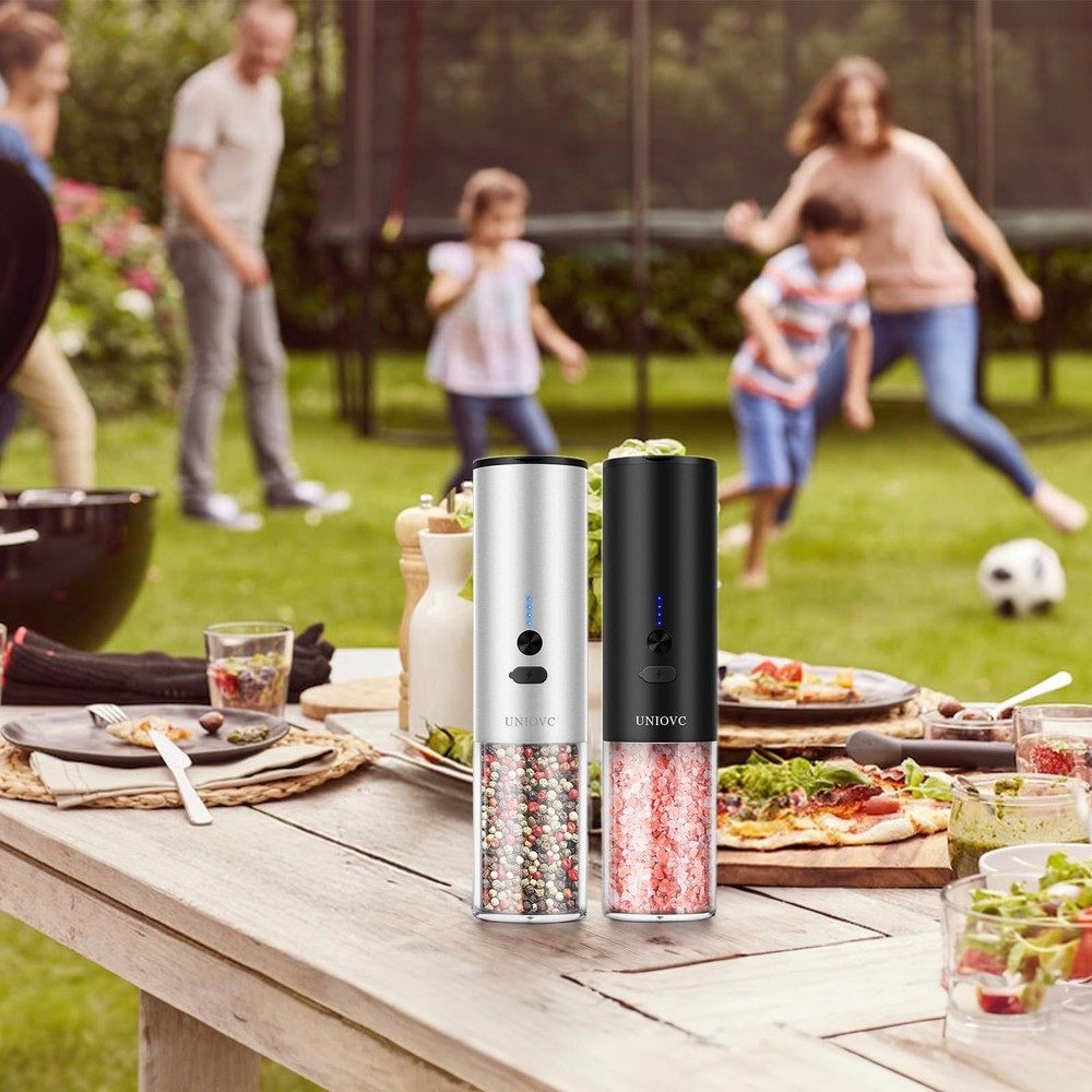 salt and Pepper Grinder Set With USB Rechargeable,Automatic Pepper Grinder wi...